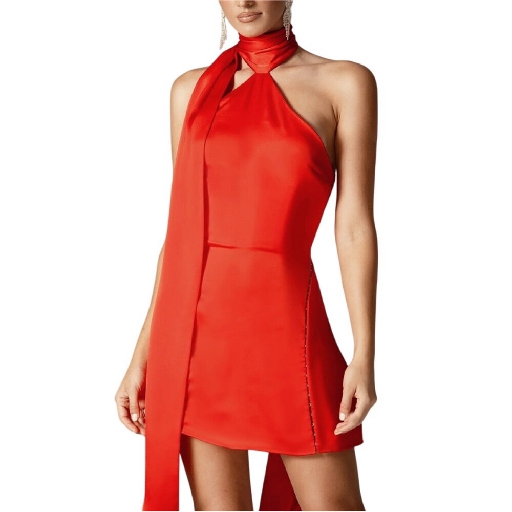 Elegant Red Halter Dress